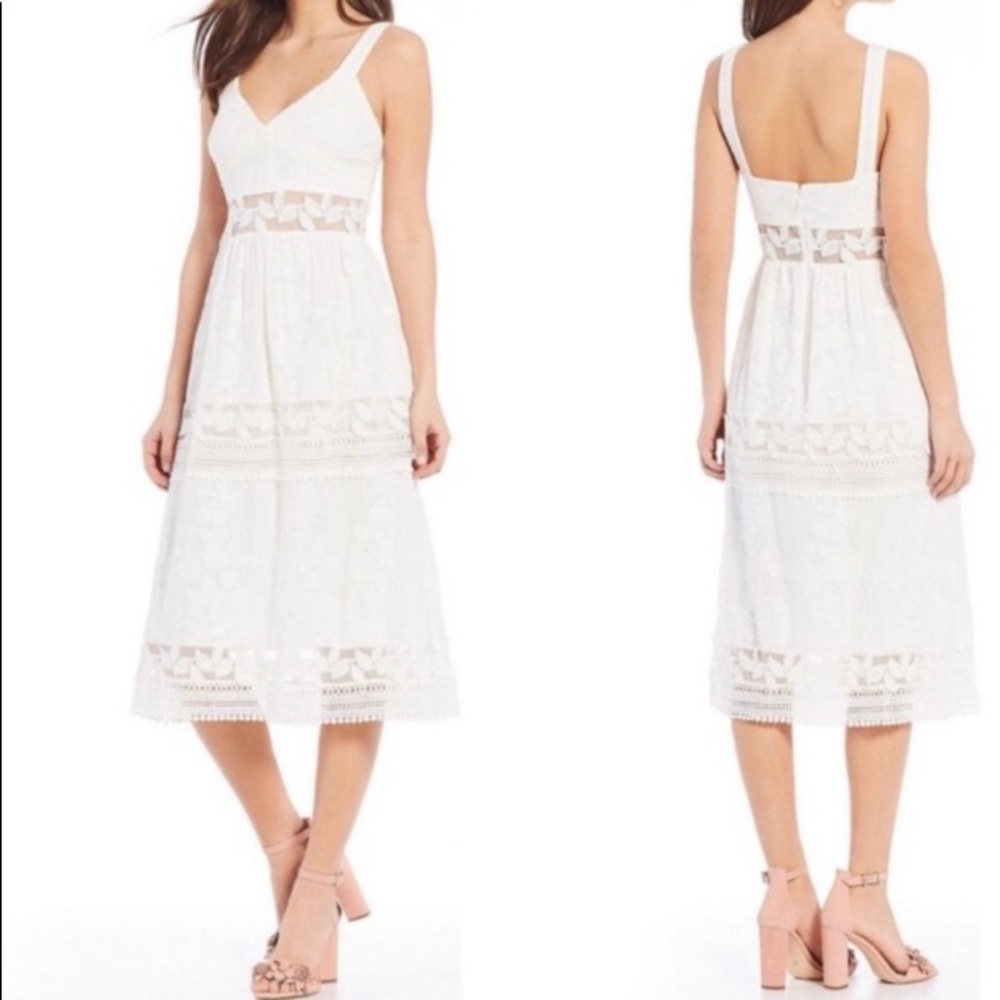 Gorgeous lace and crochet white midi sundress